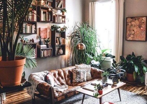 bohemian and modern living room